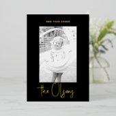 フォイル署名応援ブラックニューイヤー写真カード 箔シーズンカード (立ち正面)