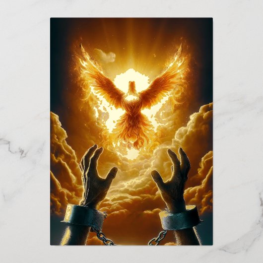 フォイル自由鳩 – 2コリント3:17-18 KJVカード 箔招待状 (正面)