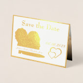 フォイル花嫁と花婿の結婚式の日付写真を保存 箔カード (正面)