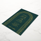 フォイル華美アーチ結婚式招待状-ティール（緑がかった色） 箔招待状 (回転した状態)