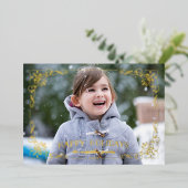 フォイル華美フレームハッピーホリデイズホリデーカード 箔招待状 (立ち正面)