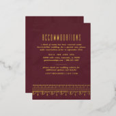 フォイル華美フレーム宿泊カード – マルーン 箔招待状ポストカード (正面/裏面)