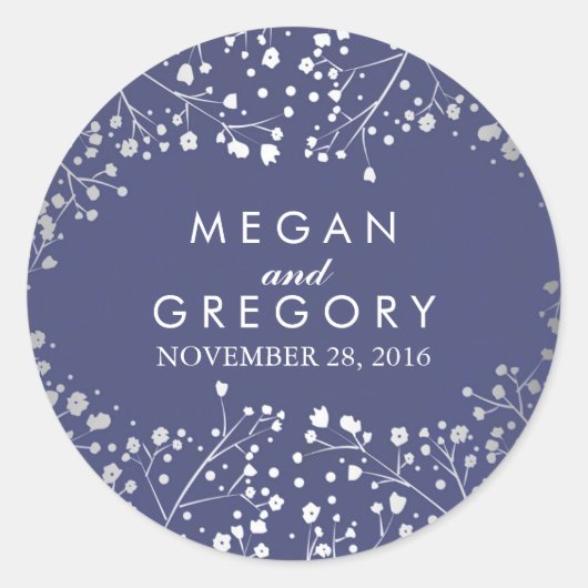 フォイル赤ちゃんの息の海軍とシルバー結婚ズ ラウンドシール (正面)