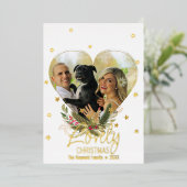 フォイル金ゴールドグリッタースターズラブクリスマスフォトハート 箔シーズンカード (立ち正面)