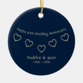 フォイル金ゴールドハート セラミックオーナメント (正面)