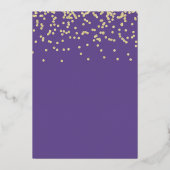 フォイル金ゴールドラベンダーパープルストライプズ最初の聖餐式 箔招待状 (裏面)