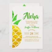 フォイル金ゴールド幾何学パイナップル |ベビーシャワー  招待状 (正面/裏面)