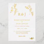 フォイル金箔ロマンチック結婚フローラ 箔招待状 (正面)