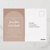 フォイル離れスソフトモカ結婚式招待状はがき 箔招待状ポストカード (裏面)