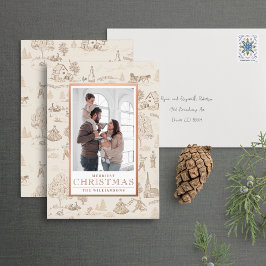 フォイル12日のクリスマストイレホリデーフォトカード 箔招待状