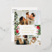 フォイル3フォトメリーエレガントクリスマス植物園 箔シーズンポストカード (正面/裏面)