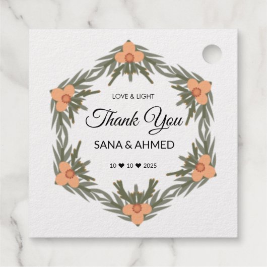 フォイル ウェディング フェイバータグ – 愛と光 カスタム付き (裏面)