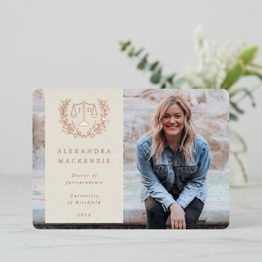 フォイル/オイスターJD法はかりで測卒業発表 箔招待状 (立ち正面)