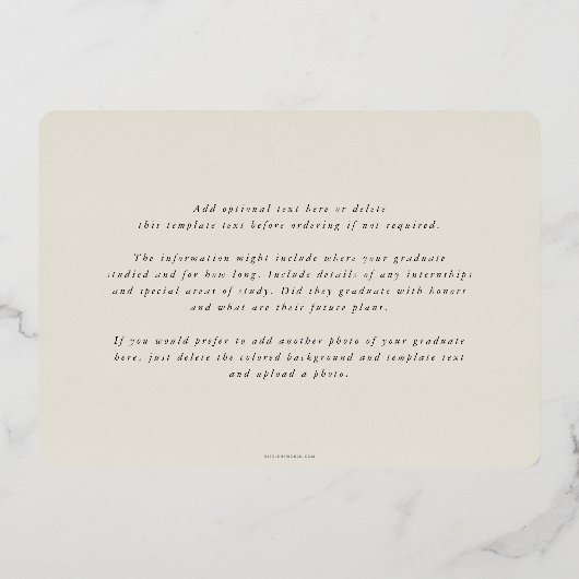 フォイル/オイスターJD法はかりで測卒業発表 箔招待状 (裏面)