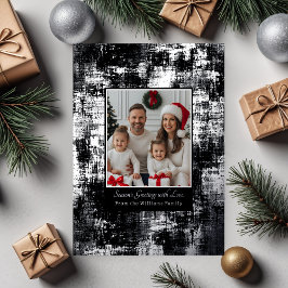 フォイル クリスマスカード テンプレート 写真入り ラスティック テクスチャー