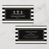 フォイル・クロス・トリオ・ストライプの宗教 名刺 (正面/裏面)