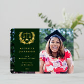 フォイル+グリーンロースクール卒業発表 箔招待状 (立ち正面)