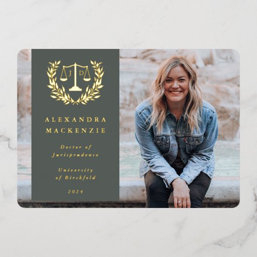 フォイル/グリーンJD法はかりで測卒業発表 箔招待状 (正面)