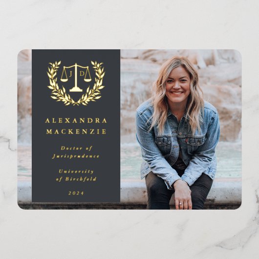 フォイル/グレーJD法のはかりで測卒業発表 箔招待状 (正面)