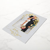 フォイル ダスティーブルー ユーカリ アーチウェイ あなたの写真 箔招待状 (回転した状態)