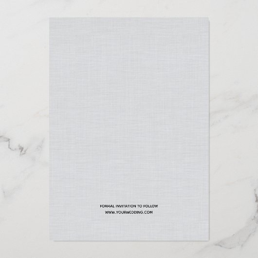 フォイル ダスティーブルー ユーカリ アーチウェイ あなたの写真 箔招待状 (裏面)