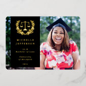 フォイル+ブラックロースクール卒業発表 箔招待状 (正面)