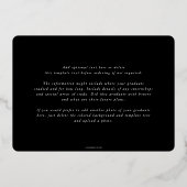 フォイル+ブラックロースクール卒業発表 箔招待状 (裏面)