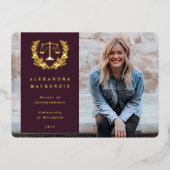 フォイル/ブルゴーニュJD法はかりで測卒業フォトカード 箔招待状 (正面)