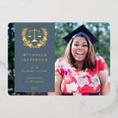 フォイル・ブルー法律学校卒業発表 箔招待状 (正面)