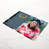 フォイル・ブルー法律学校卒業発表 箔招待状 (回転した状態)