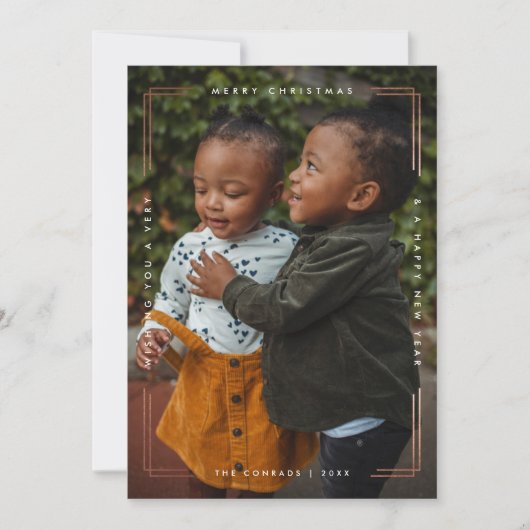 フォイル・モダンメリー・クリスマス・フォトカード1枚写真 シーズンカード (正面)