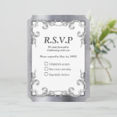 フォイル – 金ゴールド – シルバー – 真鍮RSVPカード 招待状 (スタンド正面)