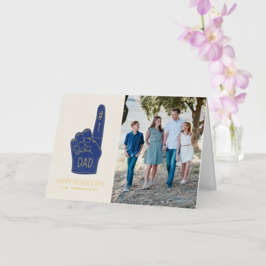 フォイル#1パパフォームフィンガーファーズデイフォトカード 箔グリーティングカード (蘭)