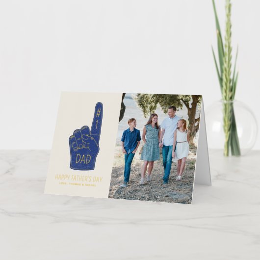 フォイル#1パパフォームフィンガーファーズデイフォトカード 箔グリーティングカード (正面)