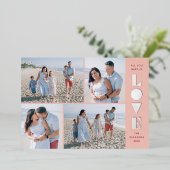 フォイルGeo Love 4-Photoバレンタインデーのカード – 桃 箔シーズンカード (立ち正面)