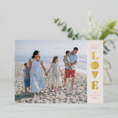 フォイルGeo Love Valentine's Dayフォトカード – サーモン 箔シーズンカード (立ち正面)