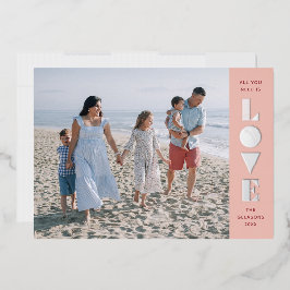 フォイルGeo Love Valentine's Dayフォトカード – Peach 箔シーズンカード