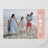 フォイルGeo Love Valentine's Dayフォトカード – Peach 箔シーズンカード (正面)