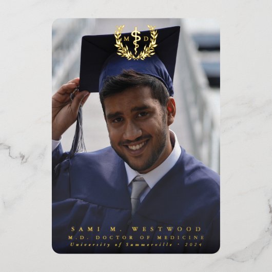 フォイルMDアスクレピウス卒業写真発表 箔招待状 (正面)