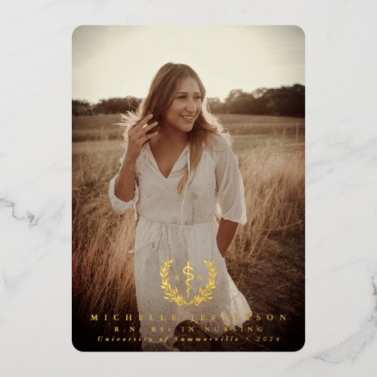 フォイルRNアスクレピウス卒業写真発表 箔招待状 (正面)