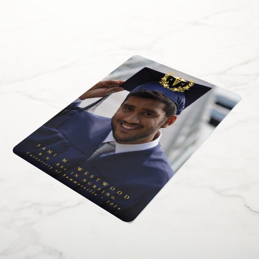 フォイルRNカドゥセウス卒業写真発表 箔招待状 (回転した状態)