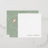 フォイルThe Jet Set旅行用文房具カード – Mint 箔招待状ポストカード (正面/裏面)