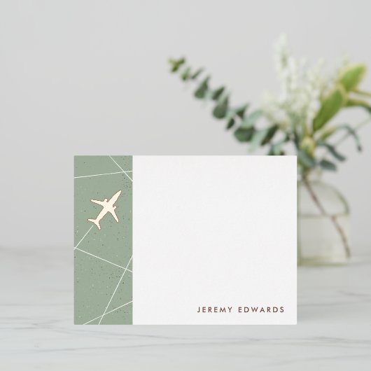 フォイルThe Jet Set旅行用文房具カード – Mint 箔招待状ポストカード (立ち正面)