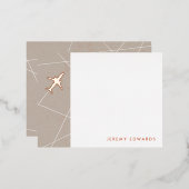 フォイルThe Jet Set Travel文房具カード – グレー 箔招待状ポストカード (正面/裏面)