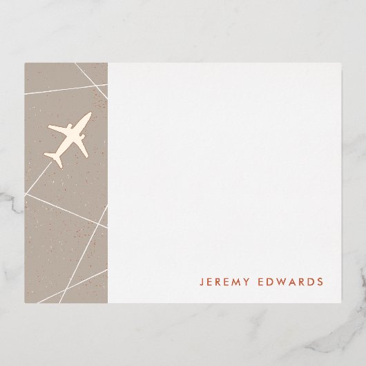 フォイルThe Jet Set Travel文房具カード – グレー 箔招待状ポストカード (正面)