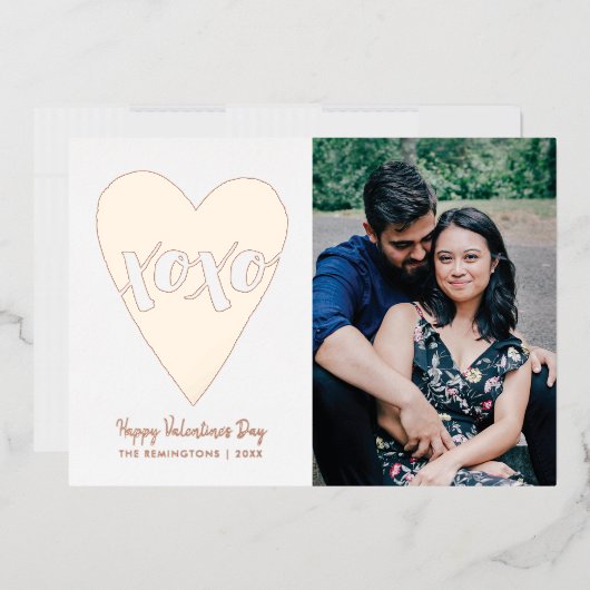 フォイルXOXOハートバレンタインデーカード – 白 箔招待状 (封筒)