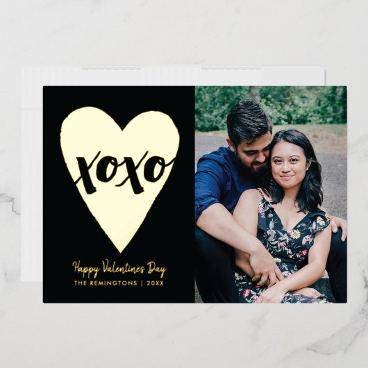 フォイルXOXOハートバレンタインデーカード – 黒 箔招待状 (封筒)