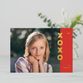 フォイルXOXOバレンタインデーのフォトカード – クリムゾン 箔招待状 (立ち正面)