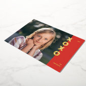 フォイルXOXOバレンタインデーのフォトカード – クリムゾン 箔招待状 (回転した状態)