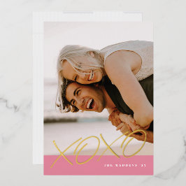 フォイルXOXOバレンタインデーカード – ピンク 箔シーズンカード